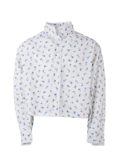 Hovedbilde Salto Elly Festdrakt Bluse Jente Blå Blomstrete