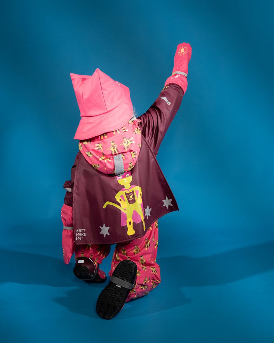 Kattnakken Slaps Vinterregndress Superhelt Superrosa