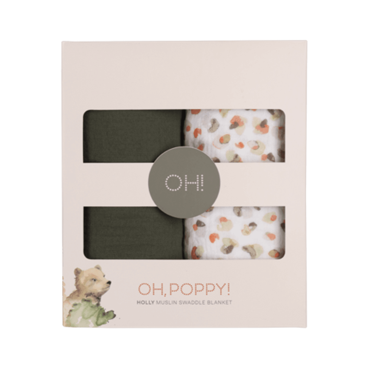 Oh, Poppy! Holly Musselin Svøpeteppe 2-pk Fresh Vanilla/Forest Green