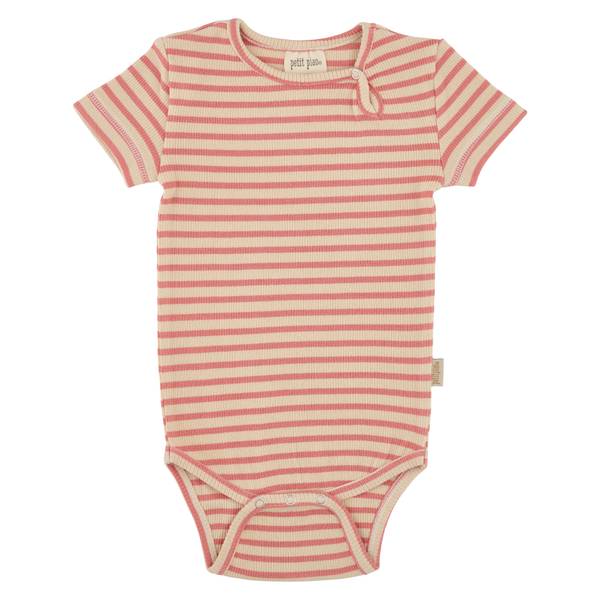 Petit Piao Body S/S Modal Striped Peach/Cream