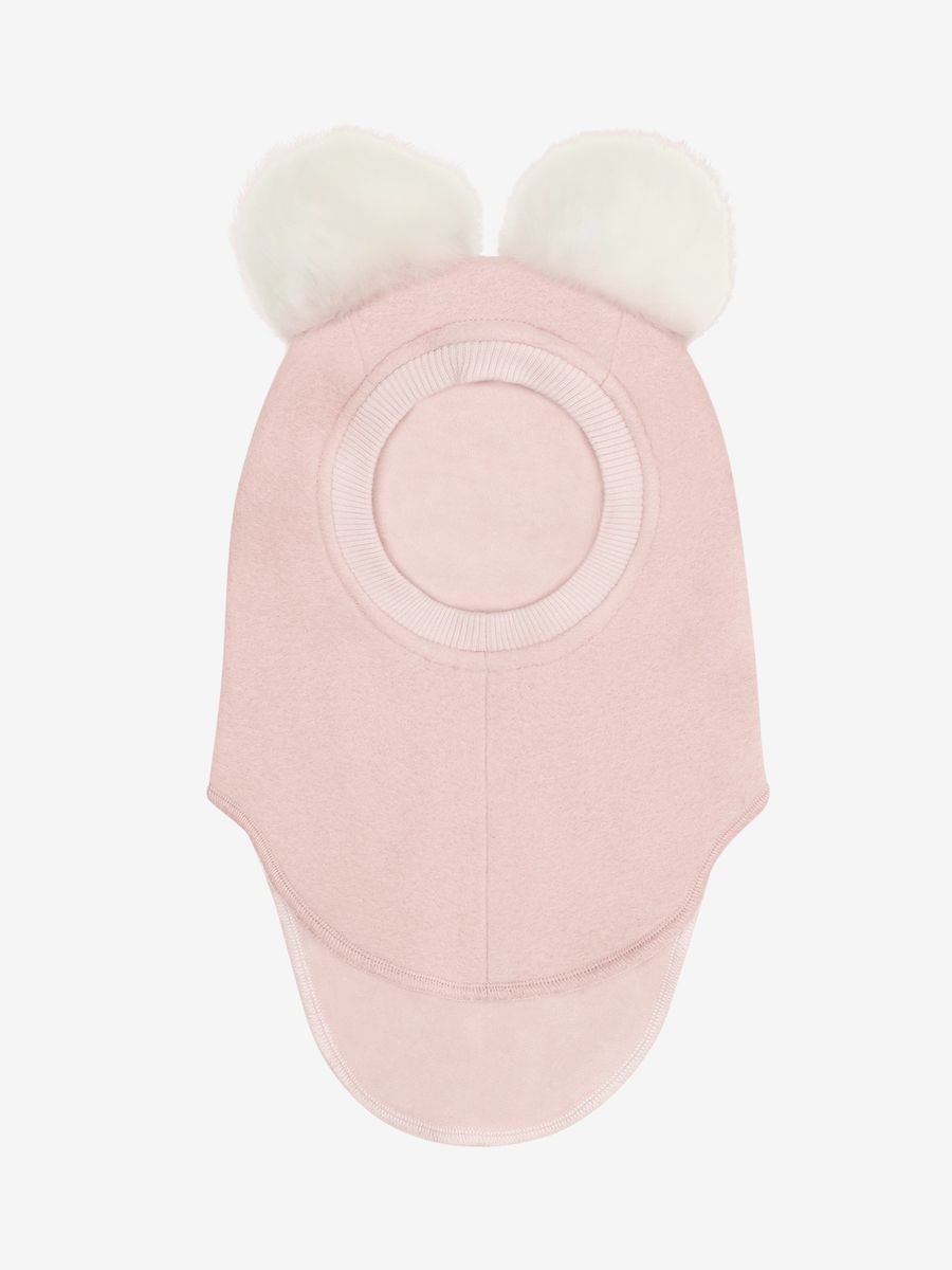 HUTTEliHUT Balaklava i Ull og Alpakka med Pomponger Rose Smoke
