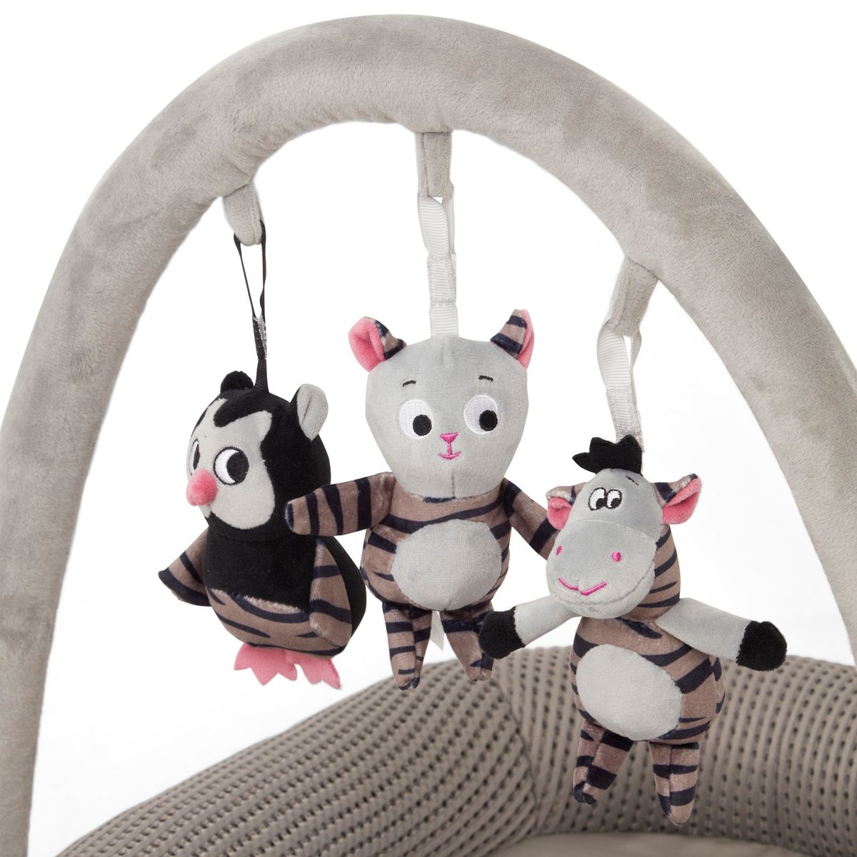 Carlo Baby Nest Grey Waffled with Play Arch and 3 Toys