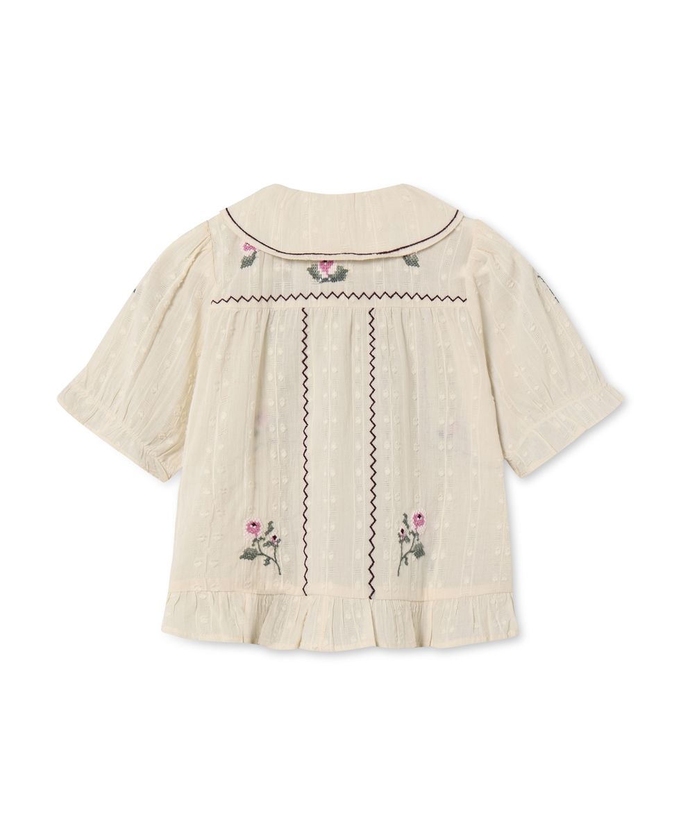 Fliink Dobby Bluse Sandshell Brodert