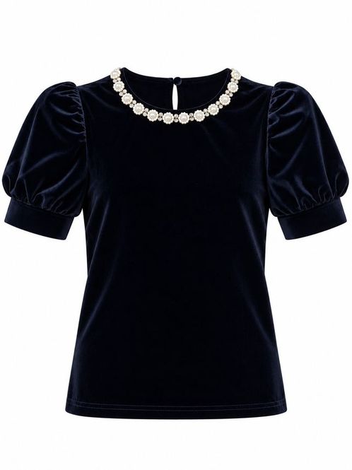 Hovedbilde Vilje & Ve Emma Velvet Topp Dark Navy