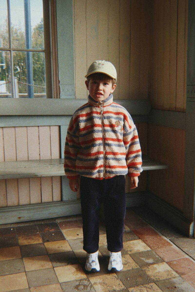 Konges Sløjd Jody Teddyjakke med Broderi  Tangerine Stripe