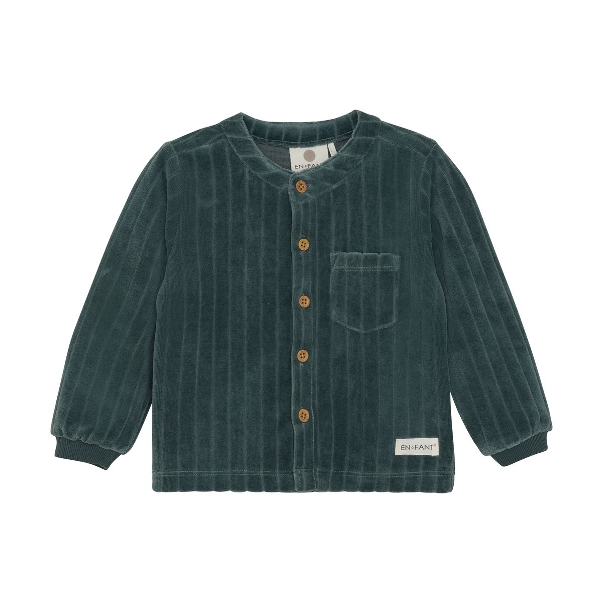 En Fant Skjorte I Velour Og Kordfløyel Balsam Green