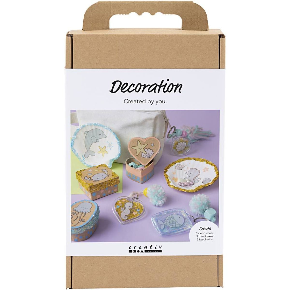 DIY Kit Dekorasjon, Esker, skjell, nøkkelanheng, pastellfarg