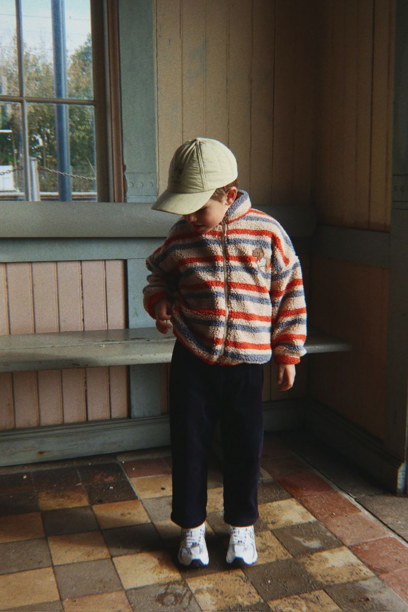 Konges Sløjd Jody Teddyjakke med Broderi  Tangerine Stripe