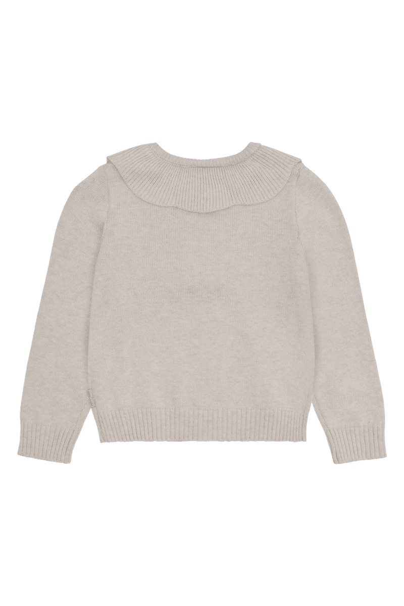 Hust and Claire Camilia flower emb. Strikke Cardigan  Wheat Melange