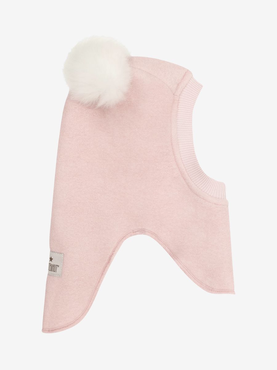 HUTTEliHUT Balaklava i Ull og Alpakka med Pomponger Rose Smoke