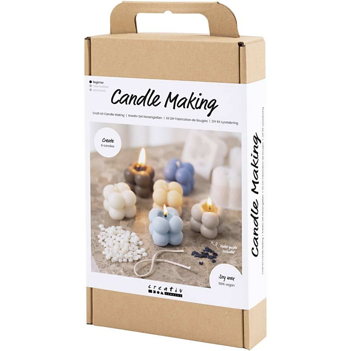 DIY Kit Lysstøping, Boblelys, beige, lys blå, creme